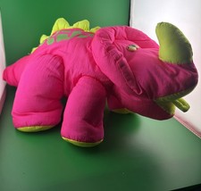 Fisher Price 1993 Puffalumps Dinosaur Dino Roar 20" Plush Pink Triceratops Rare