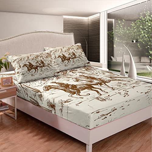 Cowboy Fitted Sheet Western Bed Sheets Twin Size Wild West American Desert - Picture 4 of 6