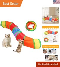 Interactive 48" Collapsible Rainbow Cat Tunnel - Fun Safe Indoor Adventure