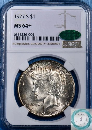 1927-S $1 Peace Dollar NGC MS 64+ w/CAC - Dazzling Luster and Tones
