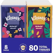On-The-Go Facial Tissues 8 Packs 10 Tissues per Pack 3-Ply 80 Tissues Total