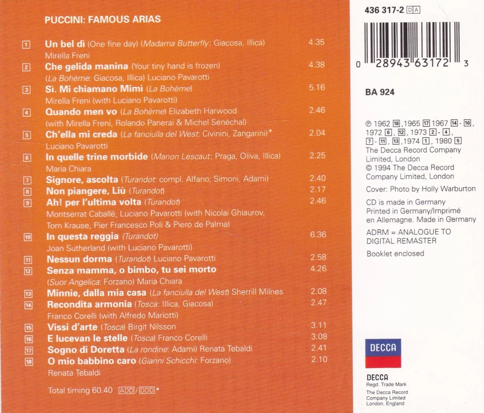 Pavarotti, Freni, Caballé - Giacomo Puccini: Famous Arias - Bild 2 von 2