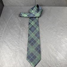 George Green Blue Plaid Mens Tie 100 Silk 58 x 3.5 Necktie