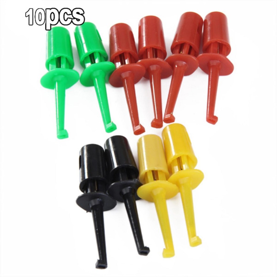 20Pcs Miniature Single Test Hook Cable Probe Plug Black Spring Clip for ...