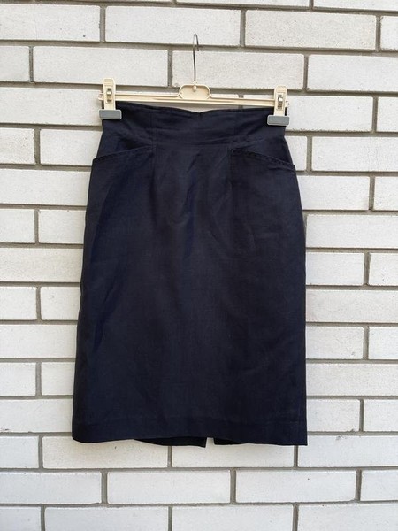Women Kenzo Skirt Black Silk Linen 40 / L / 48