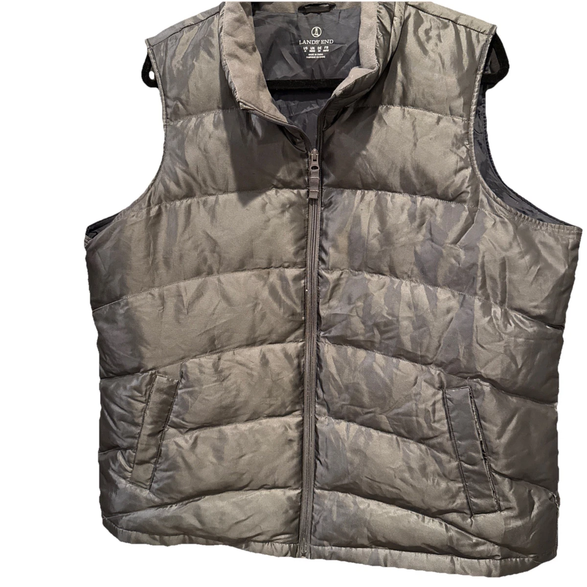Gilet Doudoune Homme Lands' End – Noir – Taille 2XL (50-52) – Duvet – Poches Zippées