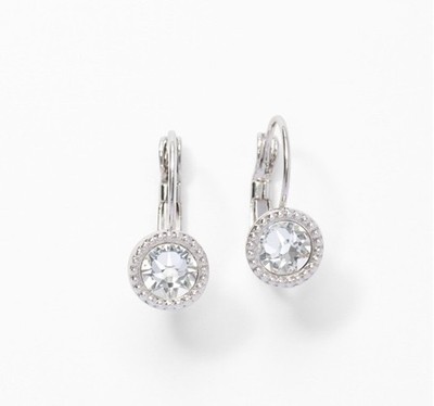  Touchstone Crystal 3/4  Drop Earrings Clear Rhodium New