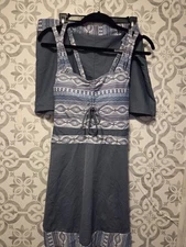 Plus Size Women's Swim Suit 2 Piece Swim Dress 1x Swim Shorts 2x Aztec Blue