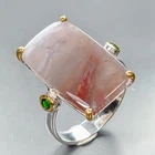 Vintage jewelry 18 ct Natural Agate Ring 925 Sterling Silver Size 8.75 /R456262