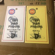1990/91 NBA Playoffs From Detroit Game D Pair Of Access Passes Media & Staff