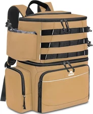 Fishing Backpack Tackle Box, Water Resistant Fishing Storage Bag with Khaki