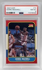 CEDRIC MAXWELL - 1986 NBA FLEER - PSA 8 NM-MT - LOS ANGELES CLIPPERS - #70