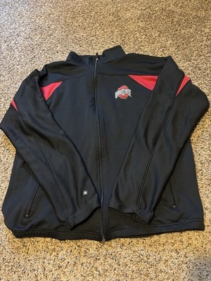 Ohio State Buckeyes Black/Red Holloway Full Zip Warmup Jacket Size L
