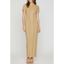 $188 NWT SHOW ME YOUR MUMU Valleta Knit Midi Dress, Gold Shimmer, Large