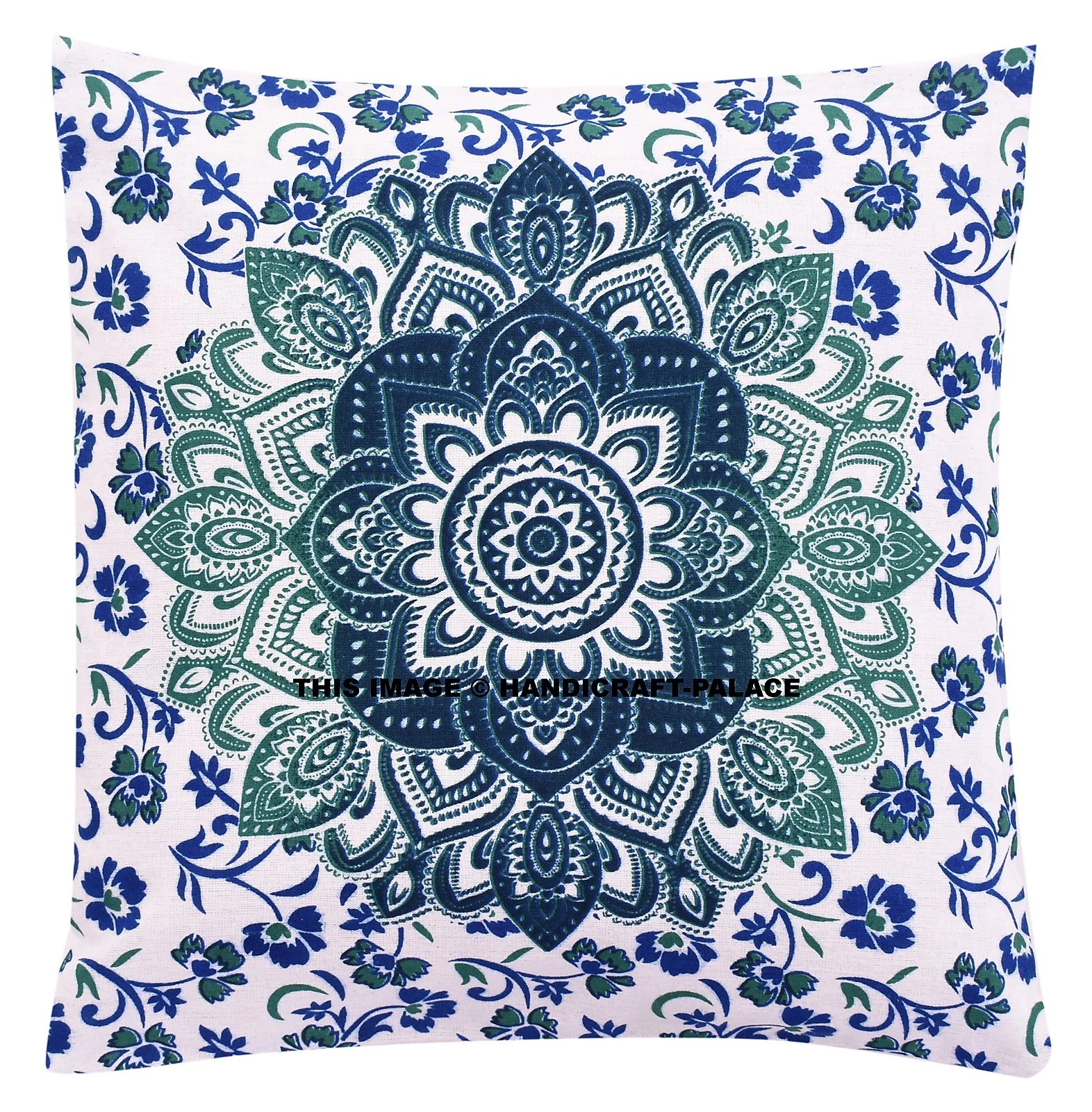 Ombre Mandala Print Indien Cotton Cushion Cover Home Sofa Throw Decor Sham 16"