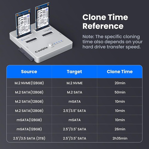 SSD Duplicator NVME/SATA SSD Cloner for M.2 NVME/SATA 3.5'' HDD 2.5''SSD/HDD - Afbeelding 7 van 9