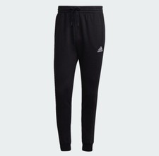 Adidas Men s Essentials Fleece Regular Tapered Sweat Pants Black Brand New Tags