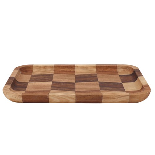 (25*18Cm)Solid Black Walnut Square Lattice Plate Dinner Plate Tea Tray US - Picture 2 of 22