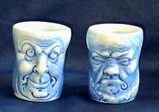 Antique Rare Color Schafer Vater Porcelain Whisky Shot Glasses Set of 2 Free Shp