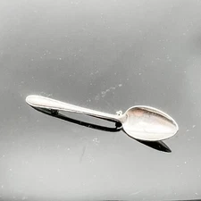 VTG Miniature Spoon Pin Brooch Silver Tone Silverware Cook Gift