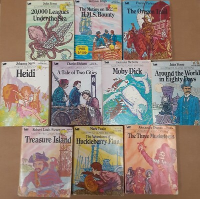 Illustrated Classic Stories PB Book Lot Of 10. Moby Books. Musketeers Oregon Eig
