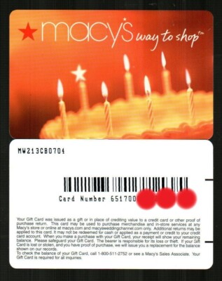 MACY'S Birthday Cake 2004 Gift Card $0 V4