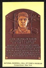 1964-Date Hall of Fame Plaque Home Run Baker HOF Cooperstown NM  Yellow D82186