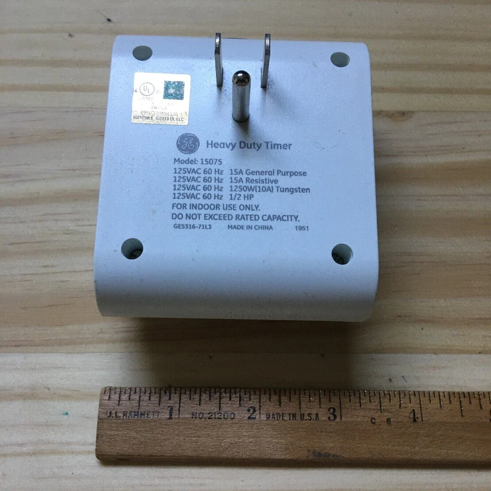 Temporizador mecánico interior Philips/GE 24 horas resistente 15075 2 tomas de corriente conectadas a tierra Foto 2 de 4