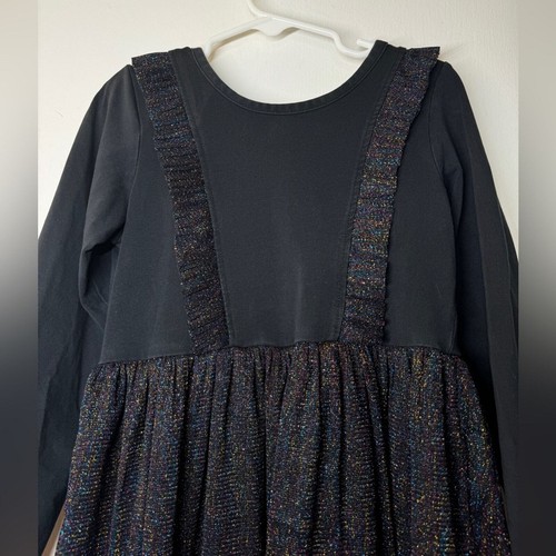Hanna Andersson Black Multicolor Shimmer Iridescent Long Sleeve Dress Size US 5 - Picture 3 of 13