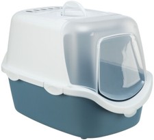 Trixie Vico Easy Clean Double Rim Hooded Cat Litter Tray Blue With Scoop
