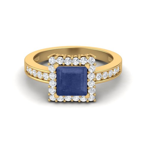 Bague Plaquée Or Jaune Avec 2 CZ Saphir Rose 6x8mm - Taille 57 - Neuf Sans Boîte