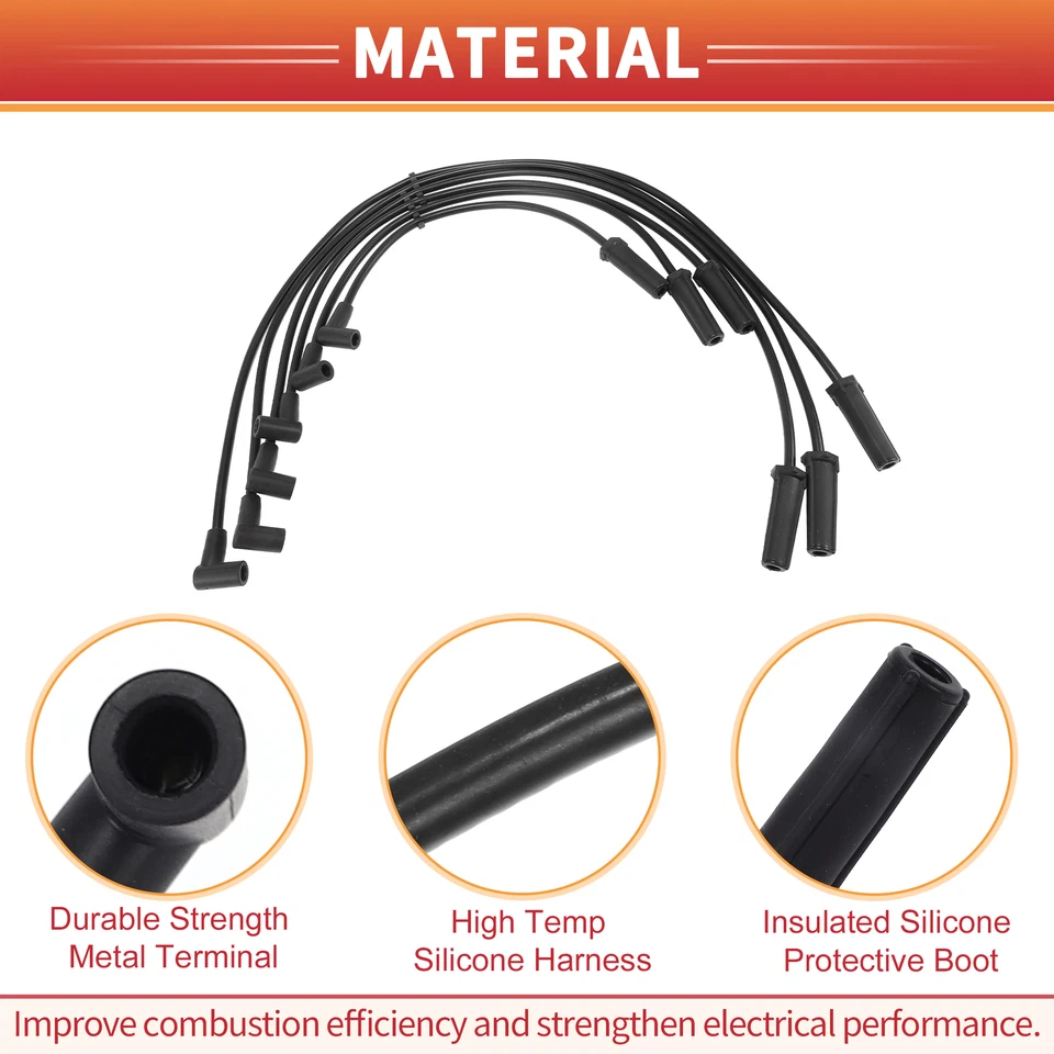 Cable de bobina de encendido de cable de bujía 88862390 SIX personalizado para Buick LeSabre 99-05 Foto 4 de 4