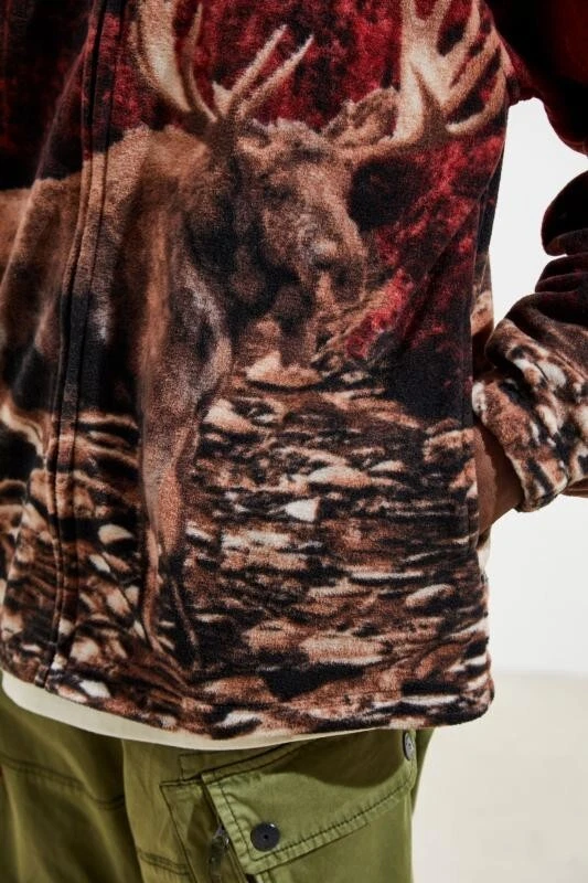 Wildkind Western Moose Bull Elk Deer Buck Stag Forest Jacket Red Sweater M-L - product detail image 5