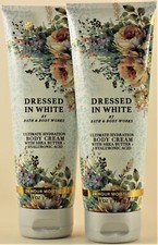 QTY 2 - Bath  Body Works DRESSED IN WHITE Body Cream Lotion Moisturizer 8oz