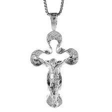 Sterling Silver Crucifix Cross Pendant, Italian Box Chain