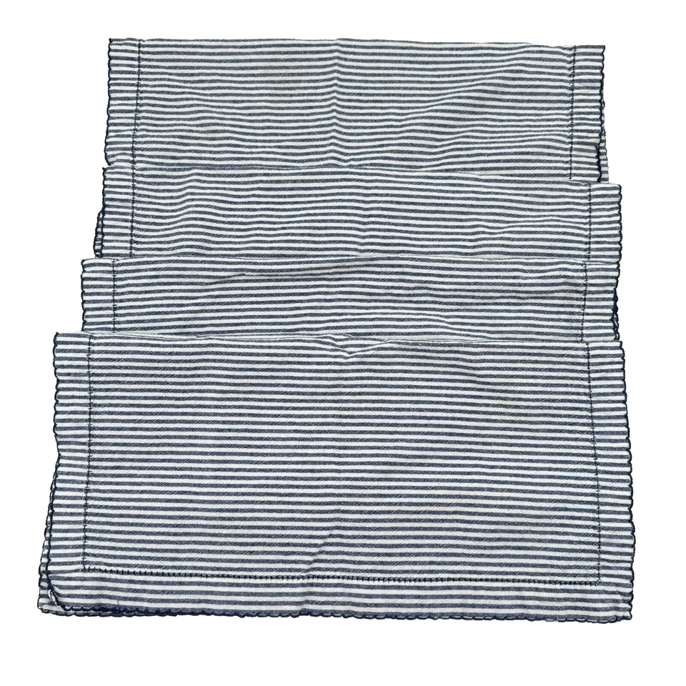 Set 4 Sur La Table Cloth Napkins Blue White Stripes 20” Square 100% Cotton - Image 2 of 4