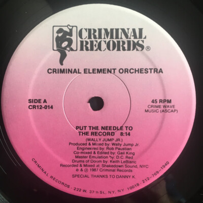 Criminal Element Orchestra - Put The Needle To The Record (12'') (Very Good (VG))