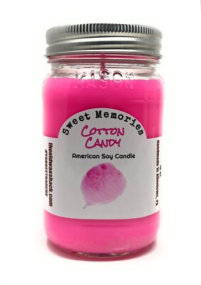 Cotton Candy - Pure Soy Candle - Hand Poured In Mason Jar - SHIPS FREE
