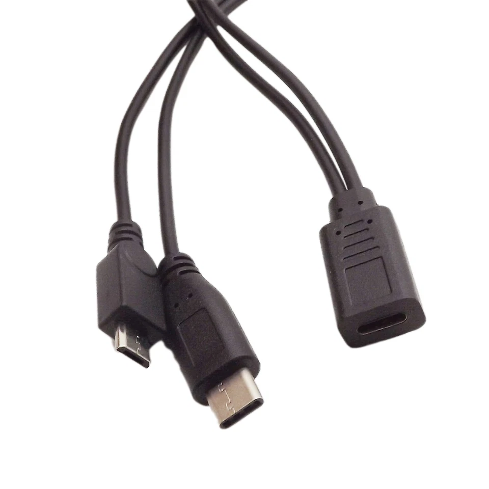 1pc USB 3.1 C Female to Micro Male & Type-C USB 3.1 Data Charge Splitter Y Cable - Image 4 of 4