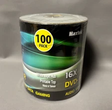 Maxtek 100 Pack White Inkjet Hub Printable Top Blank DVD-R 16X Discs New Sealed