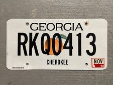 GEORGIA LICENSE PLATE PEACH   RANDOM LETTERS/NUMBERS/COUNTIES FAIR/GOOD COND.
