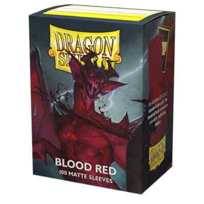 Matte Blood Red 100 ct Dragon Shield Sleeves Standard Size