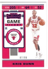 Kris Dunn 2019-20 Panini Contenders Game Ticket Blue #63 #7/99 Bulls