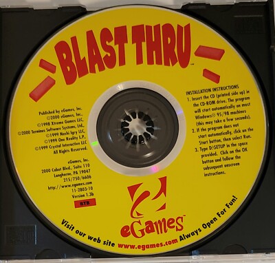 BLAST THRU Windows 95/98 PC CD Software Game