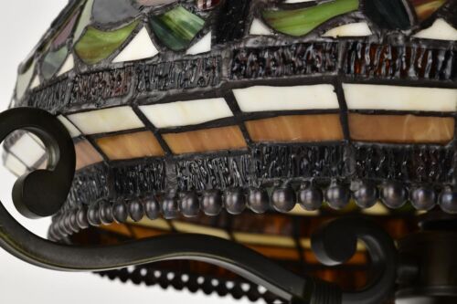 Real Stained Glass Handcrafted Large Tiffany Style Table Lamp 16" Wide - Picture 7 of 8