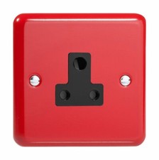 Varilight XYRP5AB.PR Lily Primary Pillar Box Red 1 Gang 5A Round Pin Plug Socket