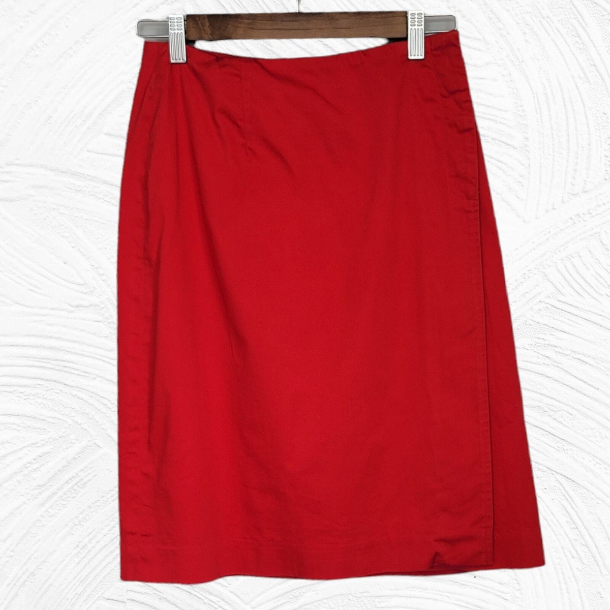 Alfani Red Wrap Stretch Cotton Pencil Skirt Women's
