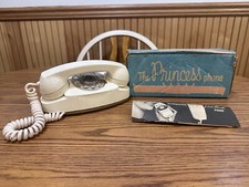 Vintage 60s Rotary Phone 702B  The Princess  Bell System White With Box Manual