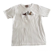 Vintage Top Stitch T-Shirt Women’s M Embroidered Cats White Cotton Made In USA