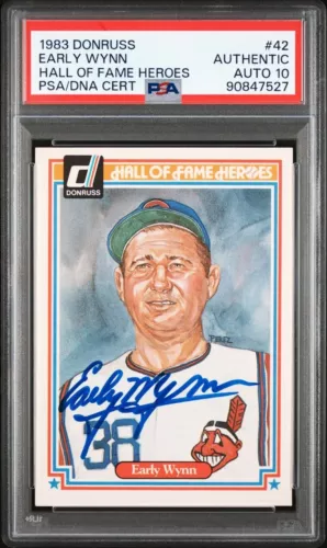 1983 Donruss Hall of Fame Heroes - #42 Early Wynn PSA/DNA Auto 10